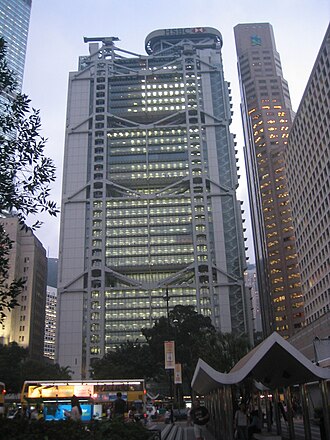 外観：香港にある香港上海銀行香港と環太平洋本部ビル